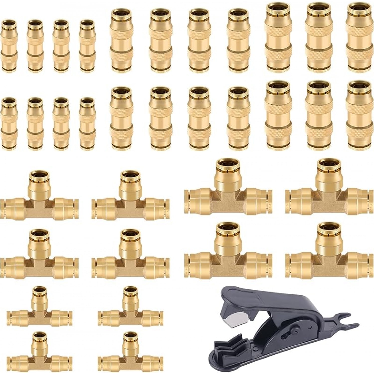 37Pcs Push to Connect Air Fittings Kit - 1/4, 3/8, 1/2 Nylon Tubing Quick Con 37Pcs Push to Connect Air Fittings Kit - 1/4, 3/8, 1/2 Nylon Tubing Quick Con
