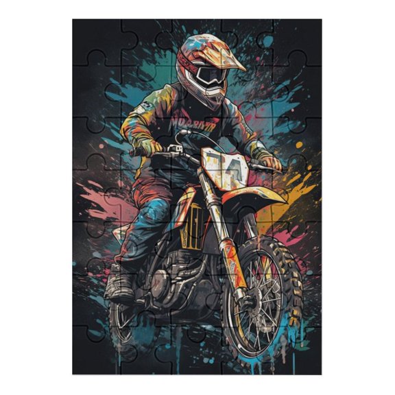 35 PCS Jigsaw Puzzle Dirt Bike Motorcycle Race Wooden Puzzle Challenging Game Fun Artwork For Family Friends Gifts