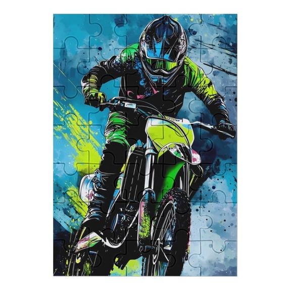 35 PCS Jigsaw Puzzle Dirt Bike Motorcycle Race Wooden Puzzle Challenging Game Fun Artwork For Family Friends Gifts