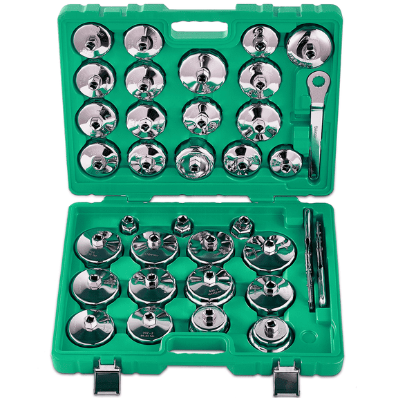35 PCS Oil Filter Cap Wrench Set,Diameters From 1-3/4 "to 4-1/2",Compatible with BMW, Volvo, Honda, Audi, Ford, Toyota, Nissan etc