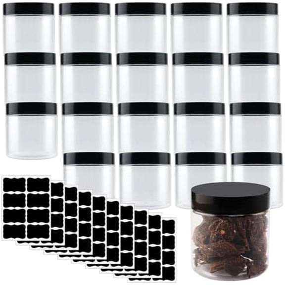 35 Pack 12oz Clear PET Plastic Jars with Lids, Wide Mouth Containers for Crafts, Slime, Beads, Button Storage Organization$$Home Decor, Kitchen, & Other