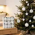 thumbnail image 1 of 35‑Pack Christmas Ornaments Set, Christmas Tree Balls with Gold Glitter, Star and Bow Hanging Decorations, Shatterproof Holiday Ornaments for Tree, Wreath and Home Decor(Assorted, White), 1 of 6