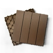 35 Pack Deck Tiles, 12 "x12" Square Interlocking Deck Tiles, Plastic Composite Deck Tiles Interlocking Outdoor All Weather, Pool Balcony Backyard Terrace, Light Coffee
