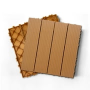35 Pack Deck Tiles, 12 "x12" Square Interlocking Deck Tiles, Plastic Composite Deck Tiles Interlocking Outdoor All Weather, Pool Balcony Backyard Terrace, Wood