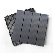 35 Pack Deck Tiles, 12 "x12" Square Interlocking Deck Tiles, Plastic Composite Deck Tiles Interlocking Outdoor All Weather, Pool Balcony Backyard Terrace, Dark Gray
