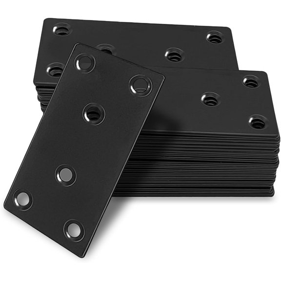 35-Pack Flat Mending Plates, 3-1/8 304 Stainless Steel Straight Mending Joining Plates, Heavy Duty Metal Brackets for Brace, Wood Furniture Fence Bookcase- Black