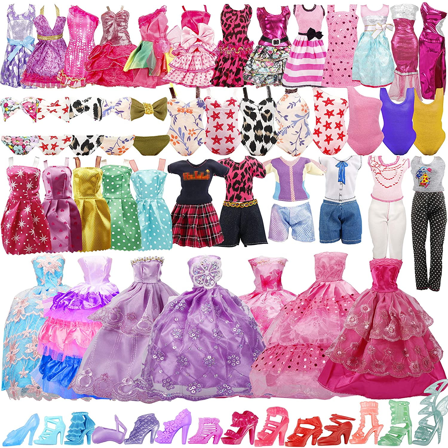 35 Pack Handmade Doll Clothes Including 5 Wedding Gown Dresses 5 Fashion  Dresses 4 Braces Skirt 3 Tops and Pants 3 Bikini Swimsuits 15 Shoes for Doll  and Other11.5 Inch Dolls 