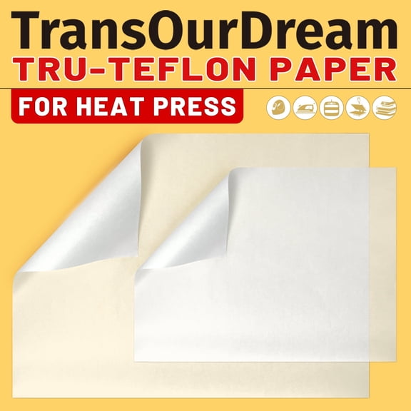 TransOurDream 35 Pack PTFE Teflon Paper 16×11.7" 20 Sheets and Teflon Paper 8.5×11" 15 Sheets Mix Pack for Heat Press Heat Resistant Craft Mat,Sublimation Paper and Heat Transfer Paper Reusable