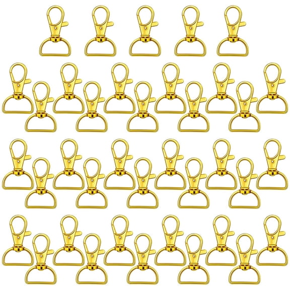 35 Pcs 25mm Gold Swivel Lobster Clasps 1-Inch D-Ring Snap Hooks for Designer Purse Hardware Handbags