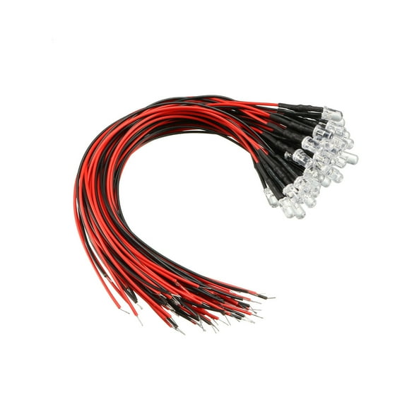 35 Pcs 5mm Pre-Wired Diffused LED Diodes Light 20mA DC 9-12V White