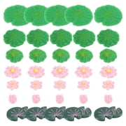 35 Pcs 7 Style Miniature Resin Water Lily Pads Miniature Artificial Floating Lotus Flowers Decoration