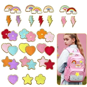 35 Pcs Boho Patches Self Adhesive Sticker Patches, Embroidered Preppy Patches Stick on Rainbow Meteor Flower Heart Star Lighting Sew on Patch for Clothes Backpacks Jackets Bags Hats
