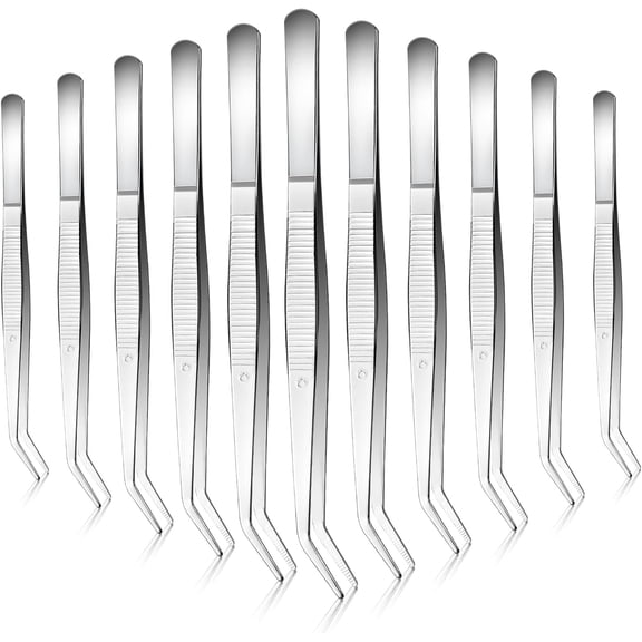 35 Pcs Carbon Steel Craft Tweezers With Curved Serrated Tips Non Slip Forceps For Sewing Repair