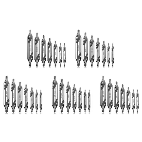 35 Pcs Center Drill Bits Set 60-Degree Angle Kit Countersink Tools for Lathe Metalworking