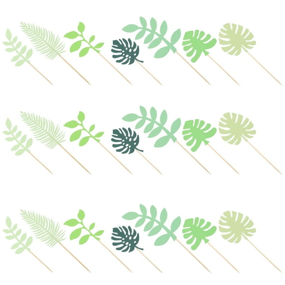 35pcs Tropical Leaves Cupcake Toppers Green Plants Cake Picks for Leaf Cake Decoration