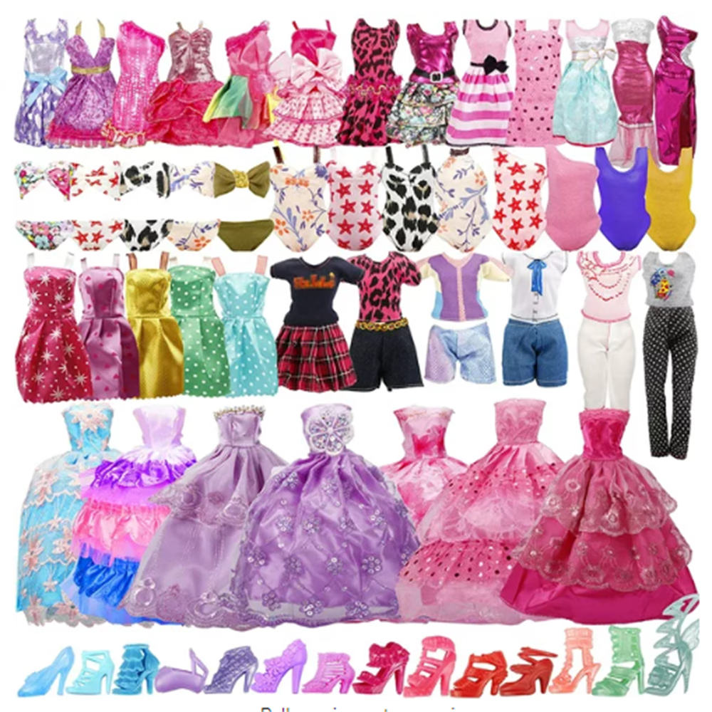 35 Pcs Doll Clothes and Accessories, 5 Wedding Gowns 5 Fashion Dresses 4 Braces Skirt 3 Tops and Pants 3 Bikini Swimsuits 15 Shoes for 11.5 inch Doll Christmas Stocking Stuffers Girls Gift Age 5-10