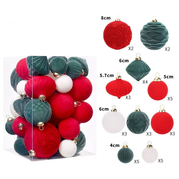35 Pcs Flocked Christmas Balls for Christmas Tree Hanging Ornaments, Soft Exquisite Flocked Christmas Ball for Christmas Tree Decor Christmas Decorations 1 Set Multicolor