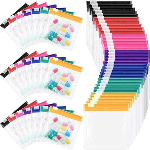 35 Pcs Pill Pouch Bags Zippered Pill Pouch Set Reusable Translucent Medicine Organizer Self Sealing Medicine Organizer Travel Plastic Bags with Slide Lock for Storage(Classic,Classic Colors)