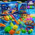 thumbnail image 1 of 35 Pcs Glow Pool Diving Toys w/ LED Cubes & Goggles – Fun Summer Swim Learning for Kids, 1 of 15