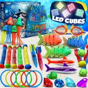35 Pcs Pool Diving Toys Set with LED Light Cubes & Goggles – Fun Summer Swim Learning for Kids