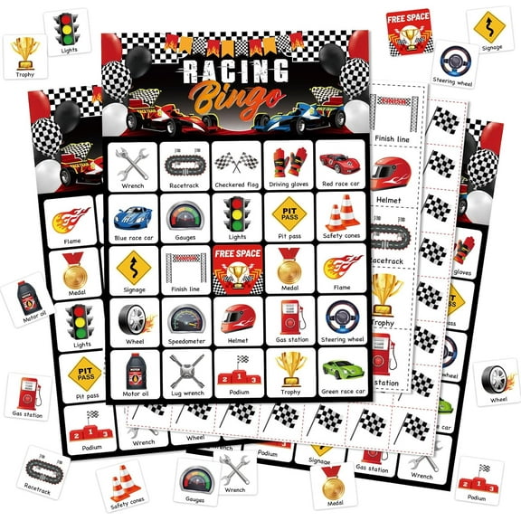 35 Pcs Racing Party Bingo Cards 24 Players Racing Birthday Party Games Car Bingo Games for Adults Family Activities Birthday Wedding Party Favors Gifts