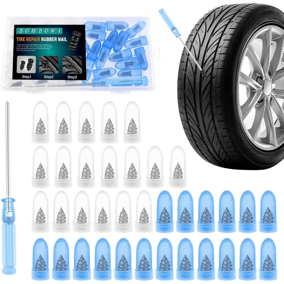 35 Pcs Tire Repair Rubber Nail Self Tapping Screws Kit for Trucks Motorcycles Cars and Other Vacuum Vehicles