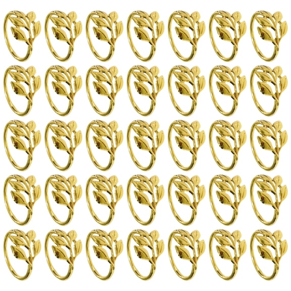 35 Pcs of Zinc Alloy Napkin Rings, Elegant Gold Leaf Design, Ideal for Weddings, Banquets, and Formal Events, Great for Table Decor and Napkin Styling