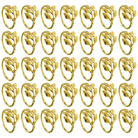 35 Pcs of Zinc Alloy Napkin Rings, Elegant Gold Leaf Design, Ideal for Weddings, Banquets, and Formal Events, Great for Table Decor and Napkin Styling