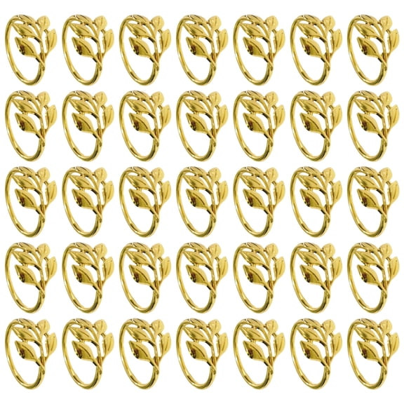 35 Pcs of Zinc Alloy Napkin Rings, Elegant Gold Leaf Design, Ideal for Weddings, Banquets, and Formal Events, Great for Table Decor and Napkin Styling