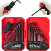 35-Piece Allen Wrench Sets Metric and Standard Hex Key Set, Allen Key Set, MM0.7mm-10mm SAE0.028"-3/8, Chrome Vanadium Steel