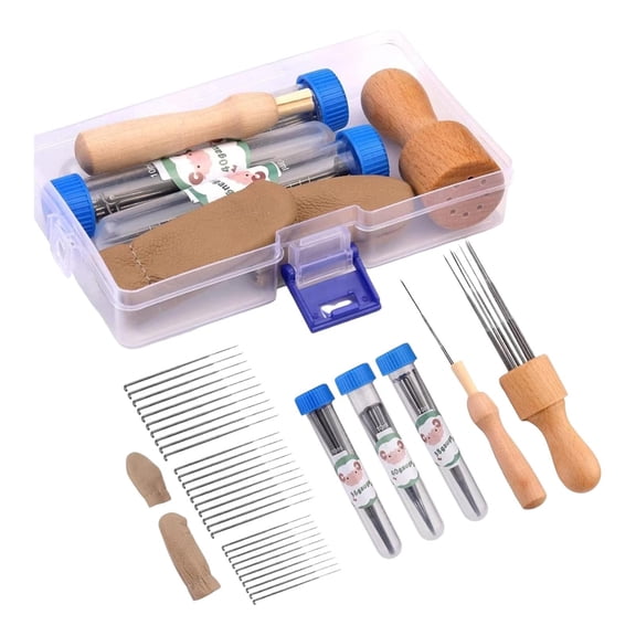 35-Piece Needle Felting Kit for Beginners, Complete DIY Wool Felting Supplies with 3 Needle Sizes, Wooden Handle, Finger Guards, Foam Pad & Storage Box, Wool Felt Tools