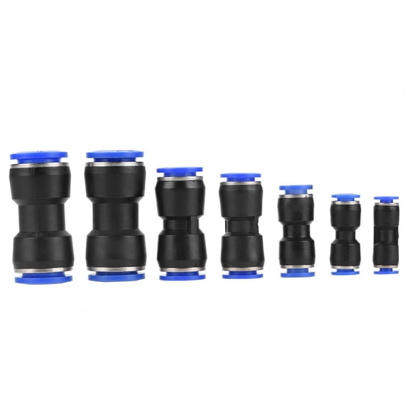 35-Piece Pneumatic Straight Connector Set, Air Hose Push Quick Fittings Kit for 4mm to 16mm Outer Diameter Tubes, Durable Blue and Black Plastic Components (0.16-0.63 inches / 4-16 mm)