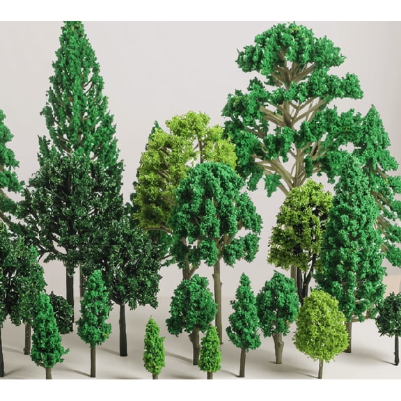 35 Pieces Miniature Model Trees 1.2 to 6.3 Inch Mixed Sizes Diorama Scenery Landscape Architecture DIY Crafts, Mixed Green