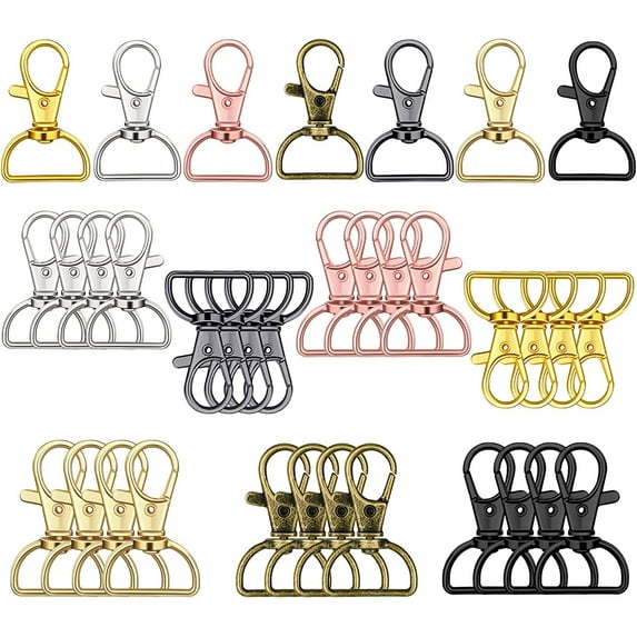 35 Pieces Swivel Clasps with D Rings Lanyard Snap Hooks Keychain Clip Hook Metal Lobster Claw Clasps for Lanyard Key Rings Crafting Purse Sewing Projects (Multiple Colors,25 mm), MY--12345