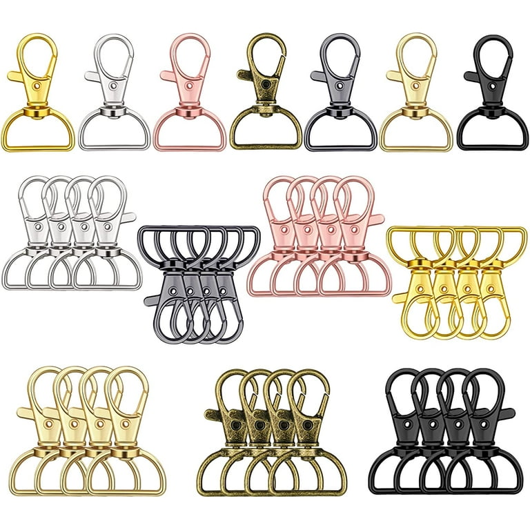 35 Pieces Swivel Clasps with D Rings Lanyard Snap Hooks Keychain Clip Hook  Metal Lobster Claw Clasps for Lanyard Key Rings Crafting Purse Sewing  Projects (Multiple Colors,25 mm), MY--12345 