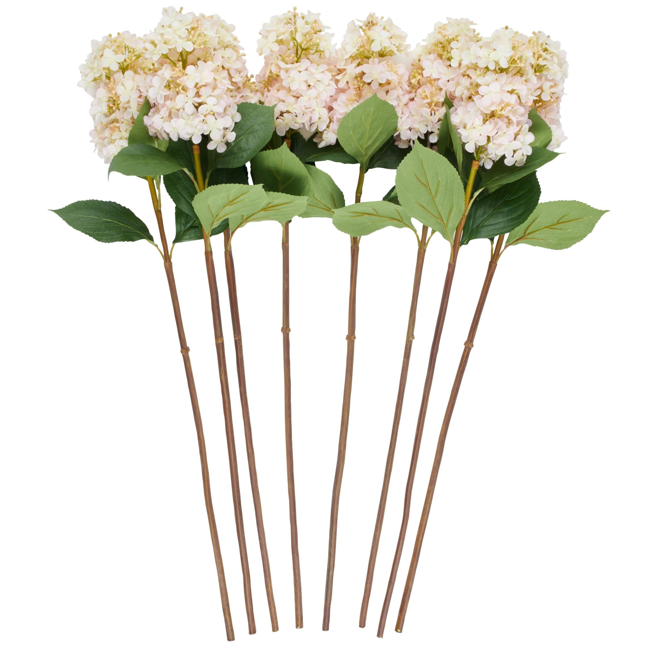 35" Plastic Floral Tall Hydrangea Artificial Flower Stem, by DecMode (8 Count)