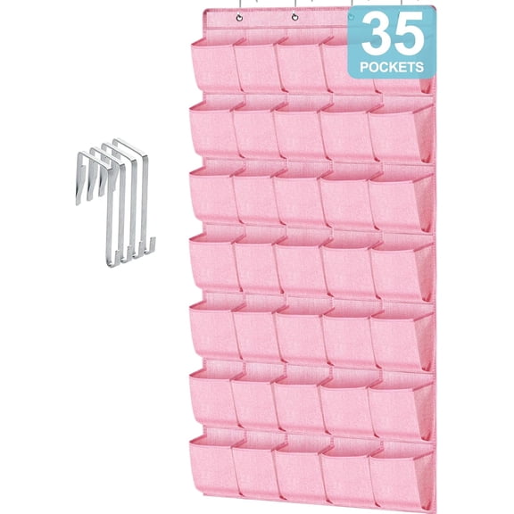 35 Pockets Over the Door Shoe Organizer, Hanging Door Shoe Rack for Closet, Large Shoe Storage Holder Zapateras Organizer for Shoes
