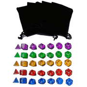 35 Polyhedral Dice | Translucent | 5 Complete Sets of RPG Dice | With 5 Free Dice Bags