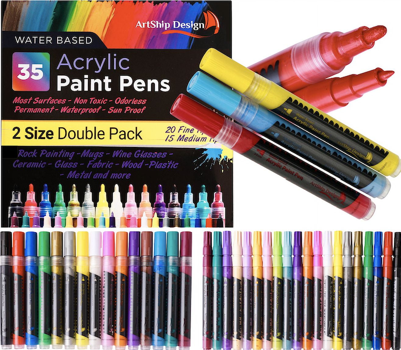 12 Colors Paint Pens Paint Markers Dual Tip, Premium Acrylic Paint