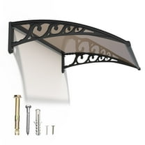 GUANSU 60x60-160'' Polycarbonate Awning - 50lbs/sq ft Snow Load, Aluminum Frame, UV/Rain Protection