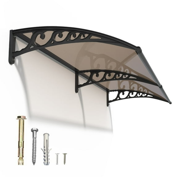 GUANSU 60x60-160'' Polycarbonate Awning - UPF 50+, UV/Rain/Snow Protection for Door/Window/Patio