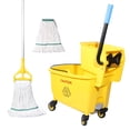thumbnail image 1 of 35-Qt Side Press Wringer Combo Commercial Floor Cleaning Rectangular Mop Bucket on Wheels,  Yellow,Add One Mop and One Mop Head Replacement, 1 of 6