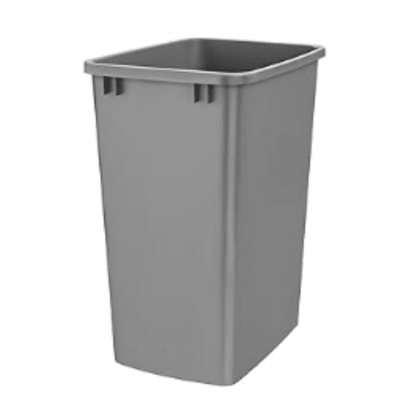 35 Qt Under Sink Garbage Can for Base Kitchen and Bathroom Cabinet, Replacement Plastic Trash Bin for Laundry Rooms, Silver, RV-35-17-52