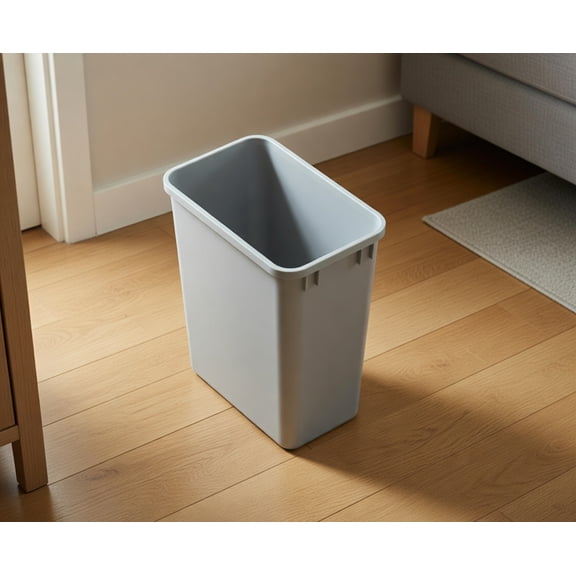 35 Quart (8.75 Gallon) Slim Rectangular Plastic Trash Can - Gray, Space-Saving Indoor Garbage Bin for Kitchen, Bathroom or Office
