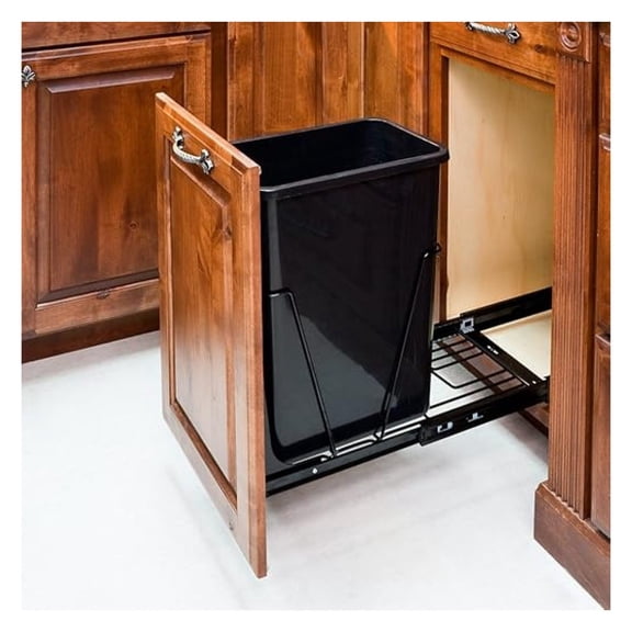 35-Quart - Black-Single Pull-Out Waste Container System/1Can Included & Doorkit
