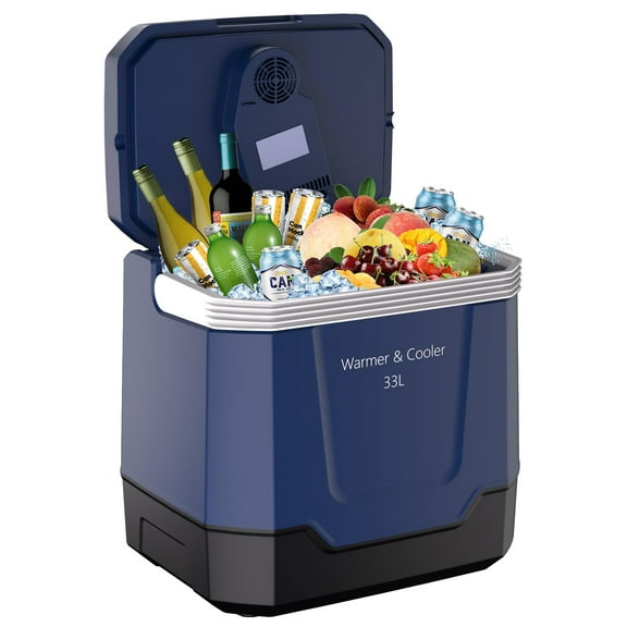 35 Quart Electric Cooler/Warmer with Auto-Locking Handle | 12V/110V Portable Fridge for Car, Truck & Home
