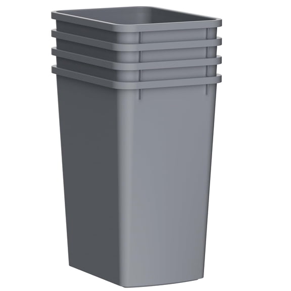 35 Quart Plastic Trash Can, Under Canbinet Waste Bin, 9-Gallons Slim Trash Can for Kitchen Bedroom Office Bathroom Under Sink Grey (4-Pack)
