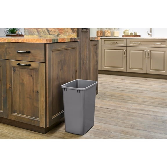 35 Quart Trash Bin Waste Garbage Container for Kitchen Cabinet Pullouts, Silver, 2 Pack