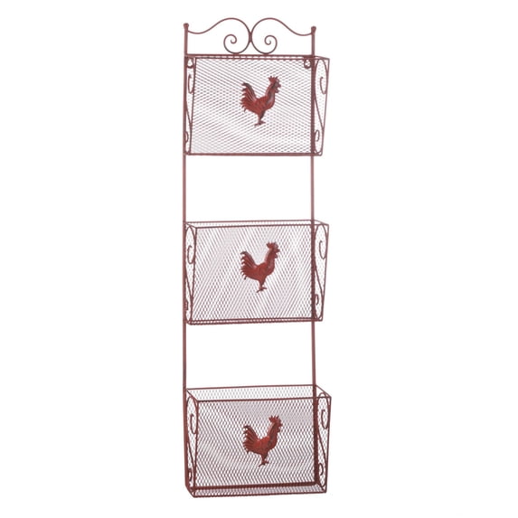 35" Red Rooster Contemporary Triple Storage Basket Organizers