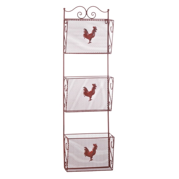 35" Red Rooster Contemporary Triple Storage Basket Organizers